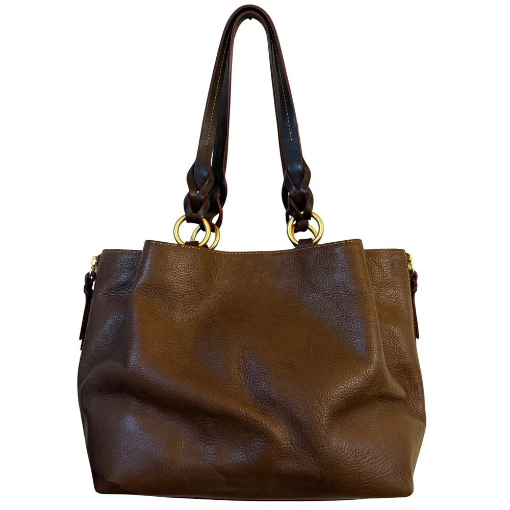 Dooney Bourke‎ Florentine Leather Handbag Large Zip Barlow Chestnut Bag Hobo